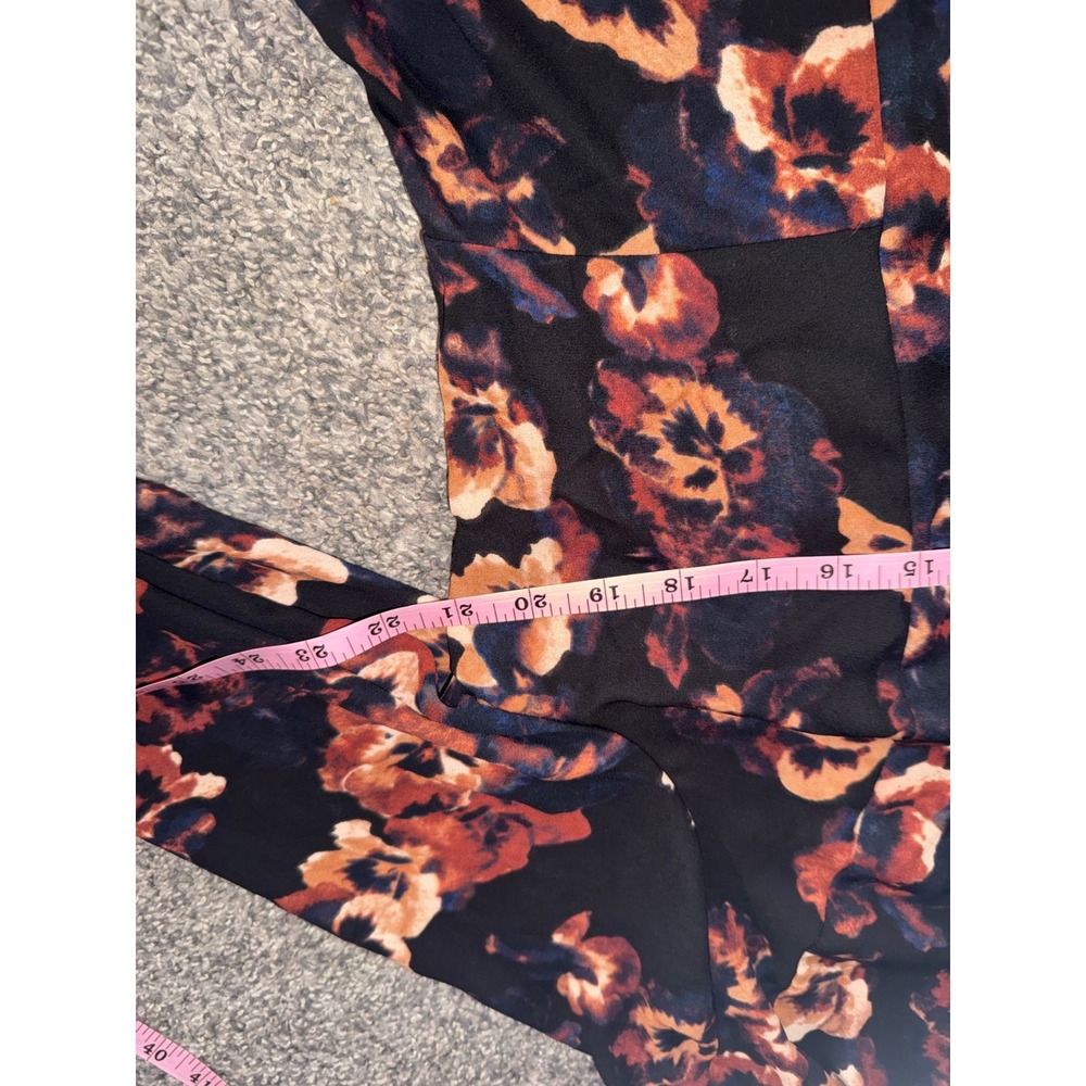 Simply Vera Vera Wang Blouse WomenXL Black Orange Floral Long Sleeve V-Neck Top - Picture 6 of 10
